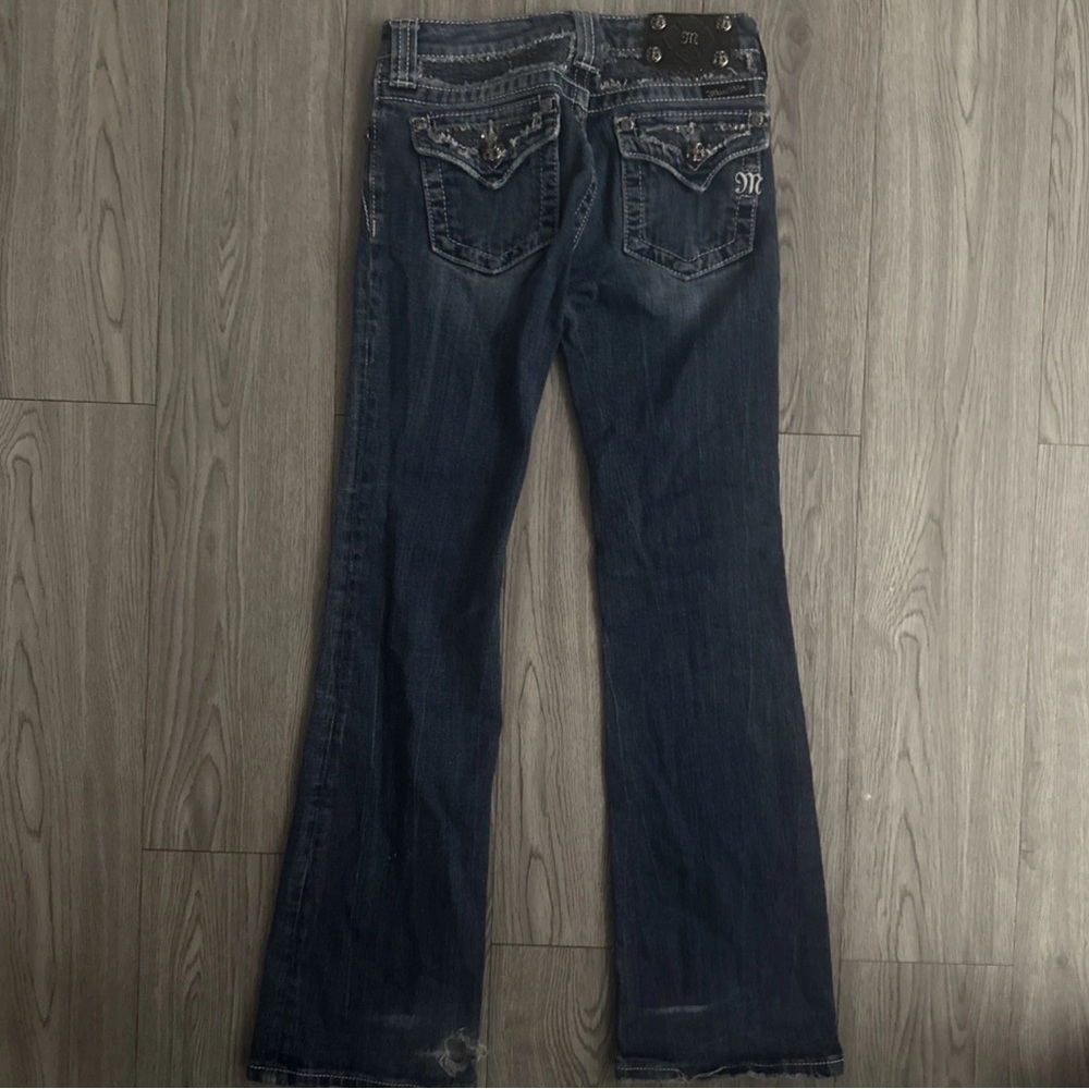 Miss Me Jeans Size 12 Jpk5002-27 Boot Cut Rhinestone Embroidered Blue Denim